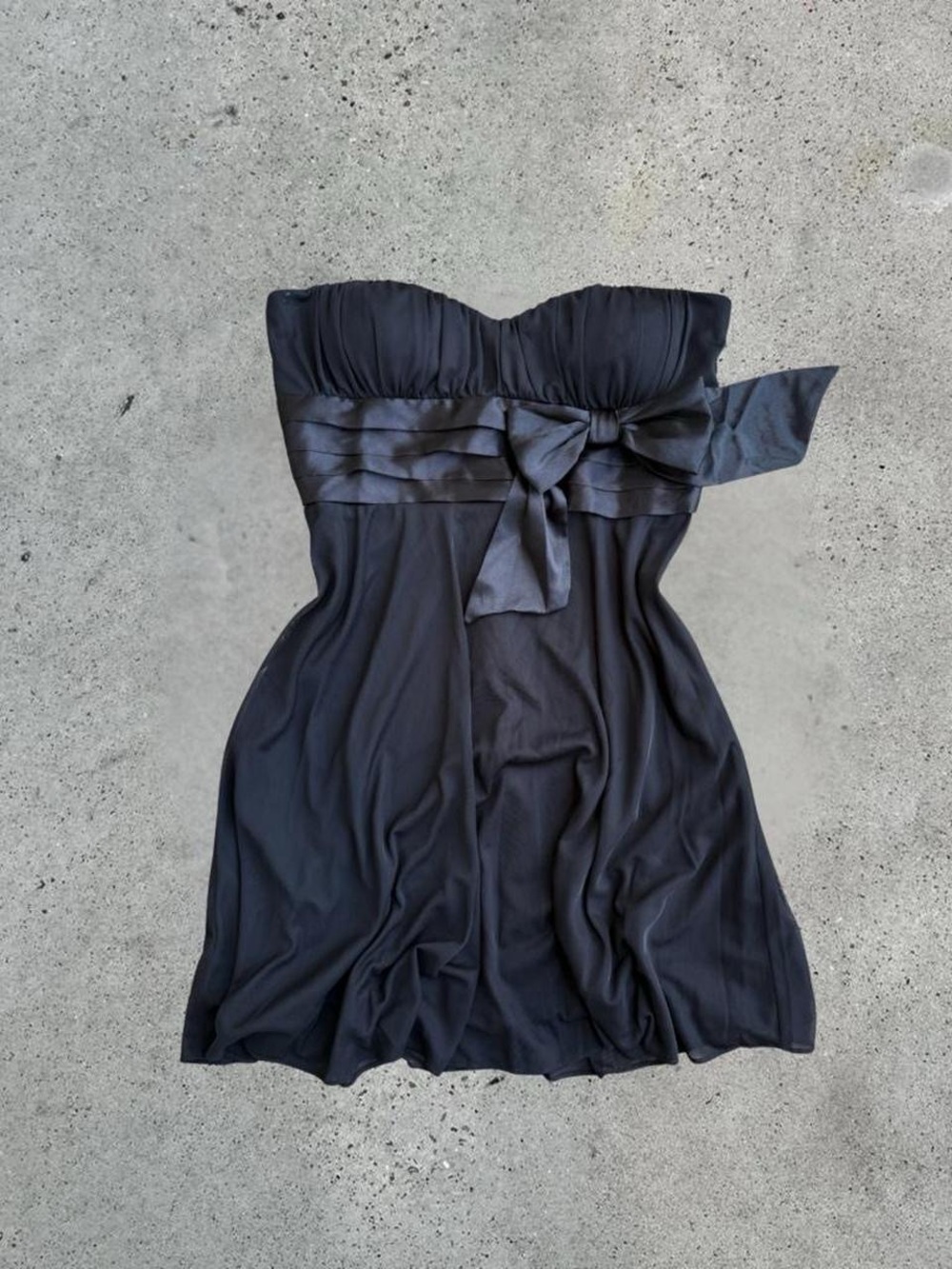 Vintage Strapless Little Black Dress with Satin Waist Bow